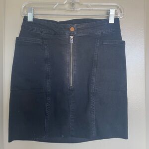 Black Denim Mini Skirt with Zipper